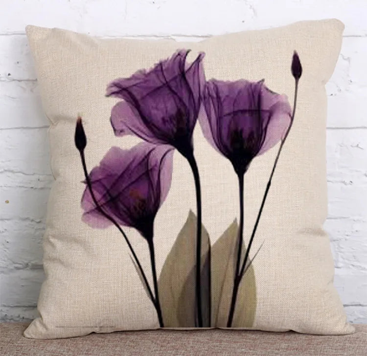 Colorful Flowers Printed Decorative Throw Pillow Floral Plant Cushion Cover Decoration Home Textile For Sofa Home