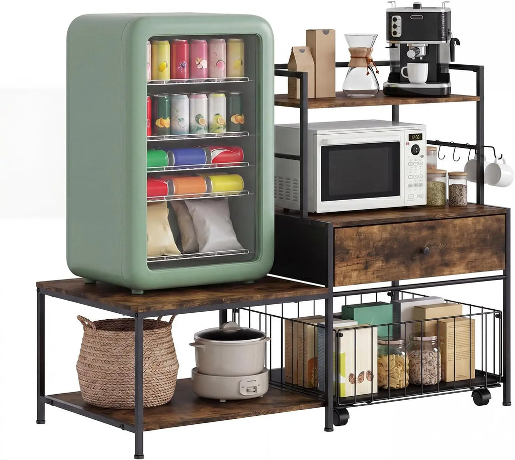 Arvee 35.8in Mini Fridge Stand with Storage &amp; Metal