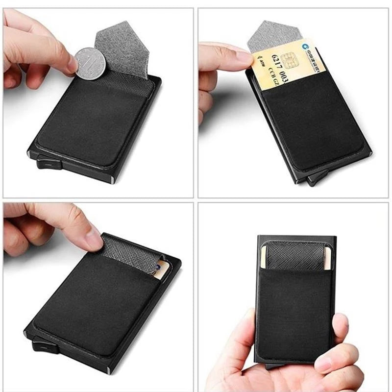 Anti-theft Aluminum Single Box Smart Wallet Slim RFID Fashion Clutch Pop-up Push Button Card Holder Name Card Case bank card bag