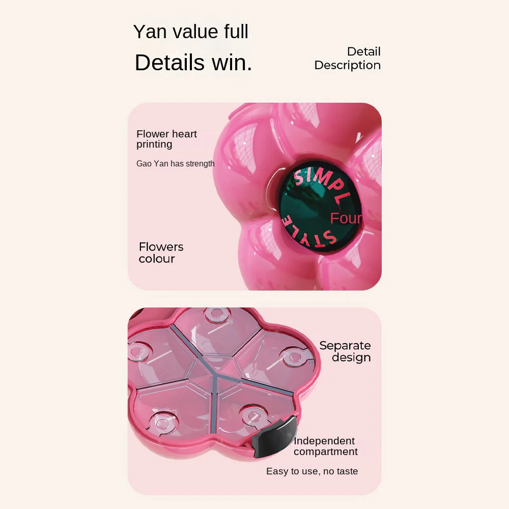 Cute Flowers Storage Box Pendant Dopamine with Dividers Jewelry Case Waterproof Plastic Medicine Box Travel