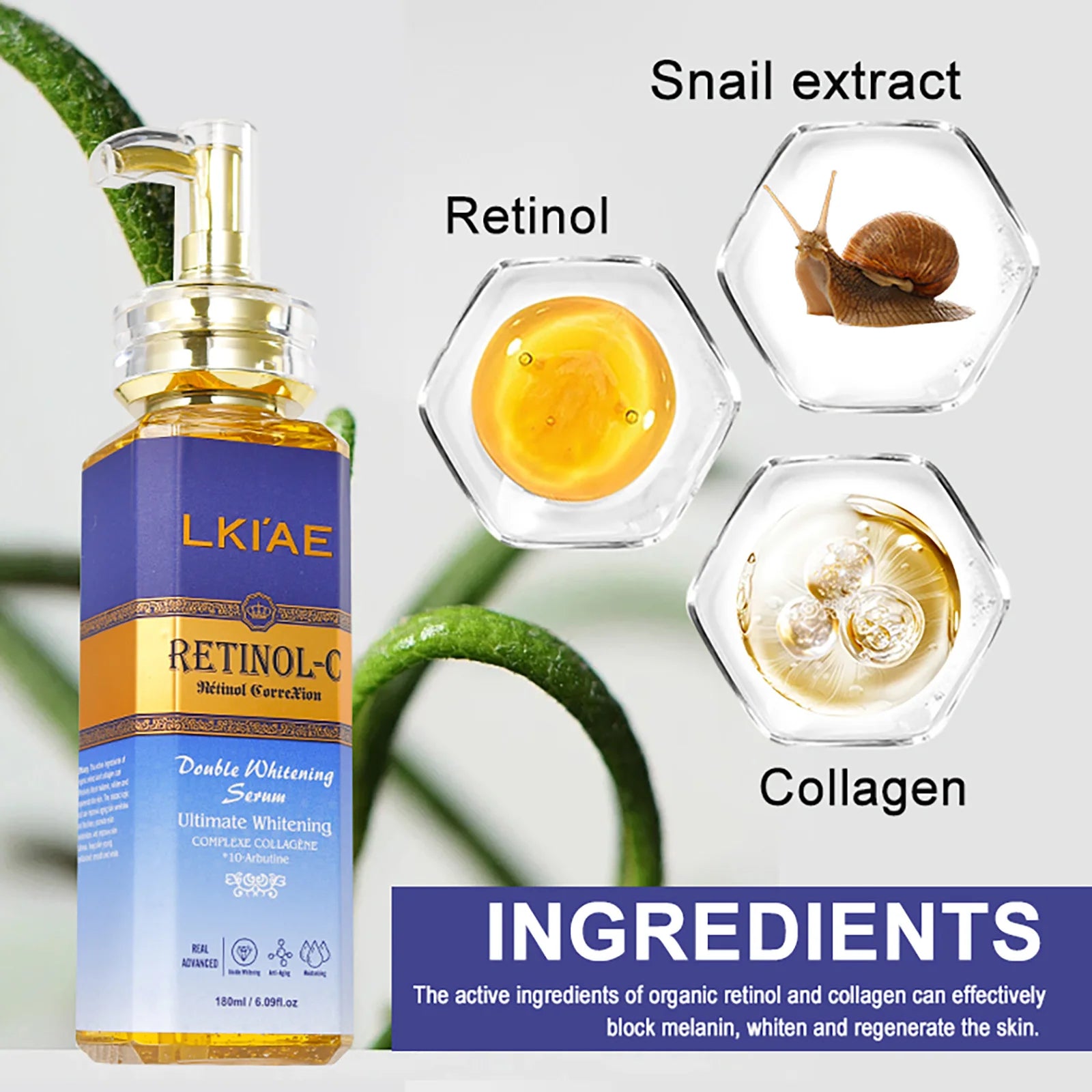 LKIAE Advanced Retinol Whitening Skin Care Set for All Skin Types, Moisturizing, Reduce Wrinkle, Dark Spot, Melanin, Smooth Skin