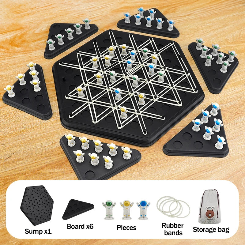 Chain Triangle Chess Triggle Elastic Band Game Educational Desktop Chain Chess Logic Geometry Puzzle Interactive Toy for Kid