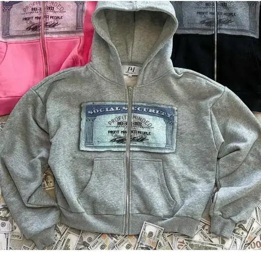 White Womens Autumn Winter Jacket Y2K Gothic Emo Slim Fit Sweatshirt Rivet Zipper Hoodie Harajuku Vintage Skull Graphic Print