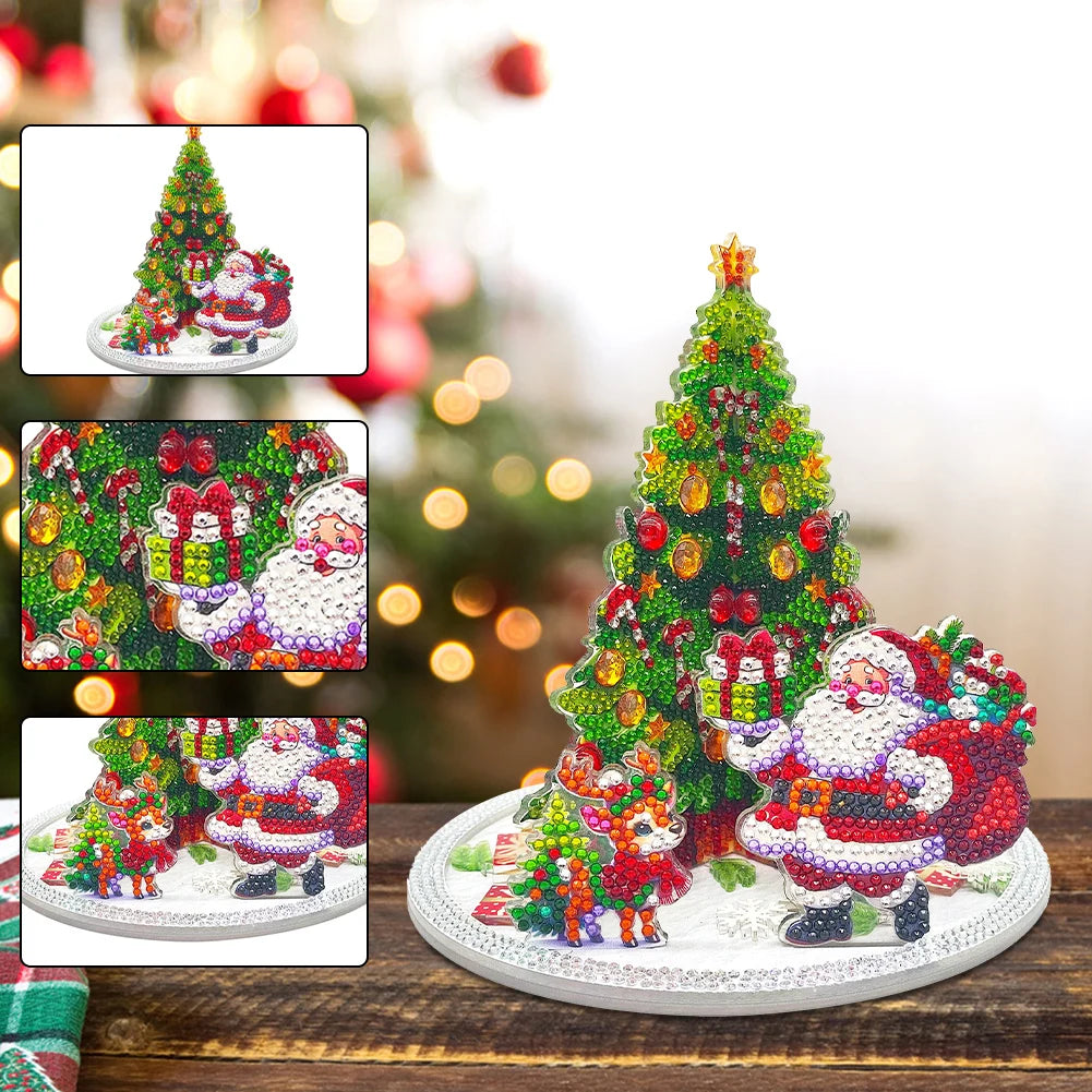 Christmas Diamond Art Table Decor Desktop Diamond Painting Ornament Kits Art Kits For Xmas Tree & Claus Table Office Home Decora