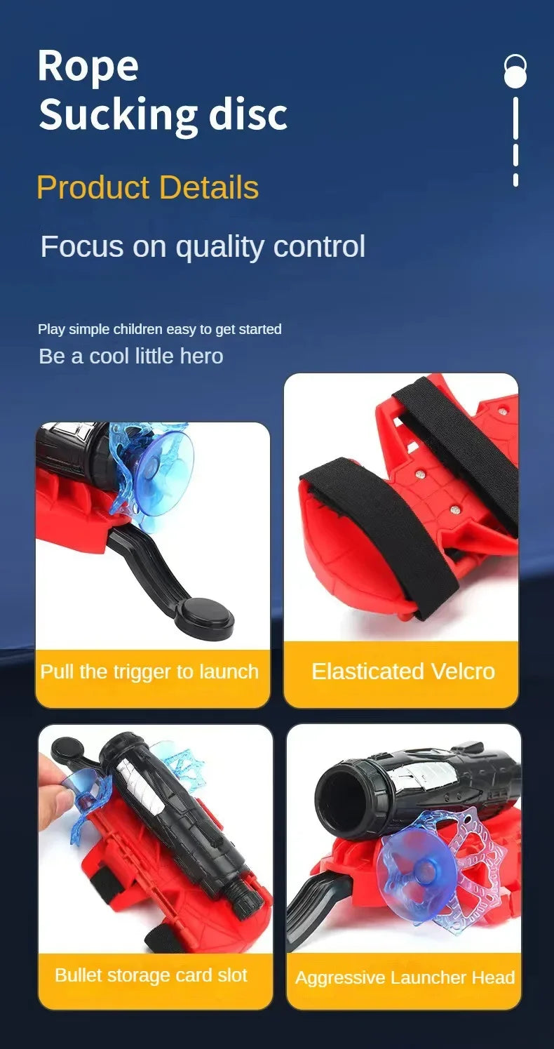 20Sets Spider Launcher Spitting Gloves Sticky Wall Bullet Gun Suction Cup Projectile Toys Children's Wrist Launch Spitting Toys