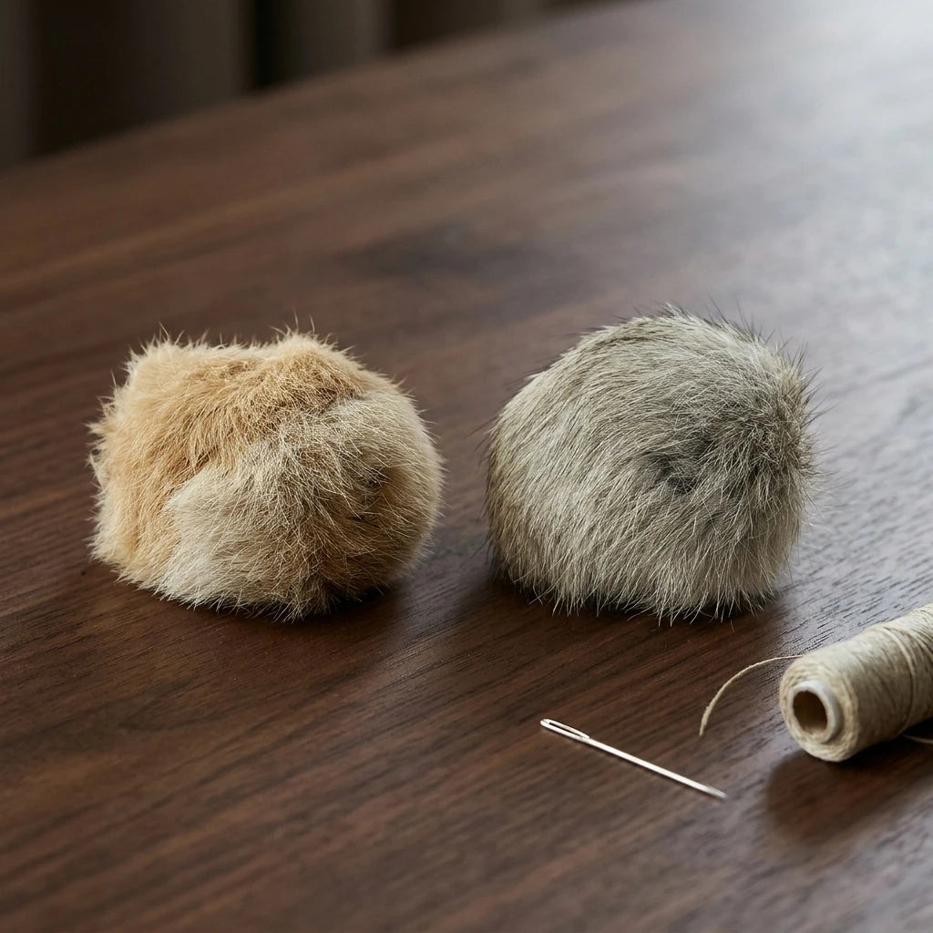 C 1/2/3/6Pcs 8cm Rabbit Fur Ball Cat Toy With