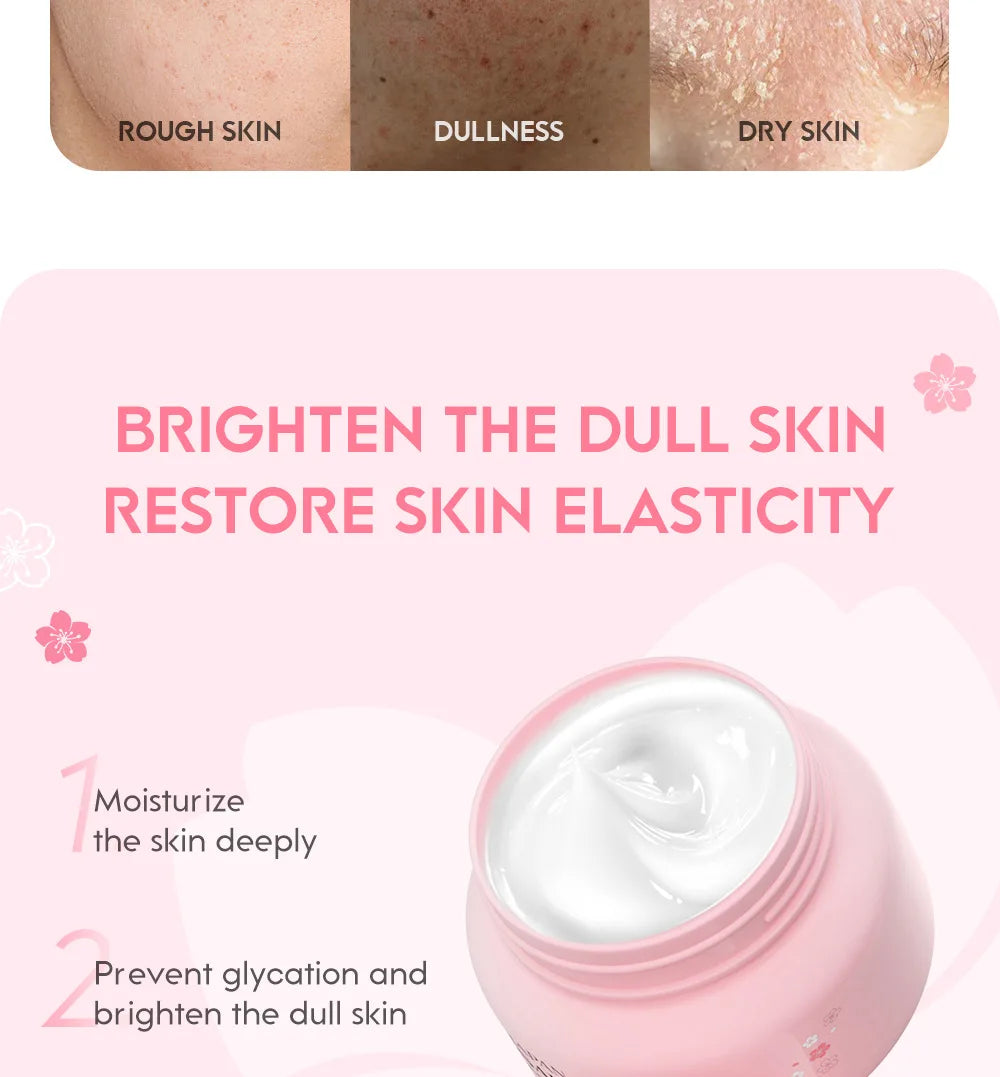 LAIKOU 60g Japan Sakura Essence Cream Cherry Blossom Facial Cream Moisturizing Anti Wrinkle Anti Aging Brighten Skin Skin Care
