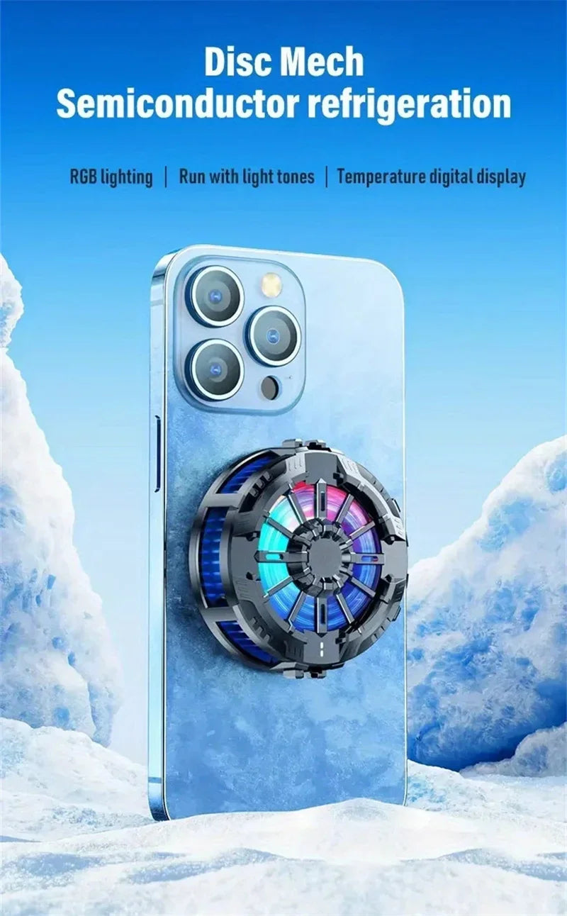 Coooler Fan Magnetic Wireless Charger Phone Back Clip Radiator RGB Light For Magsafe iPhone 16 15 14 13 12 Pro Max Fast Charging