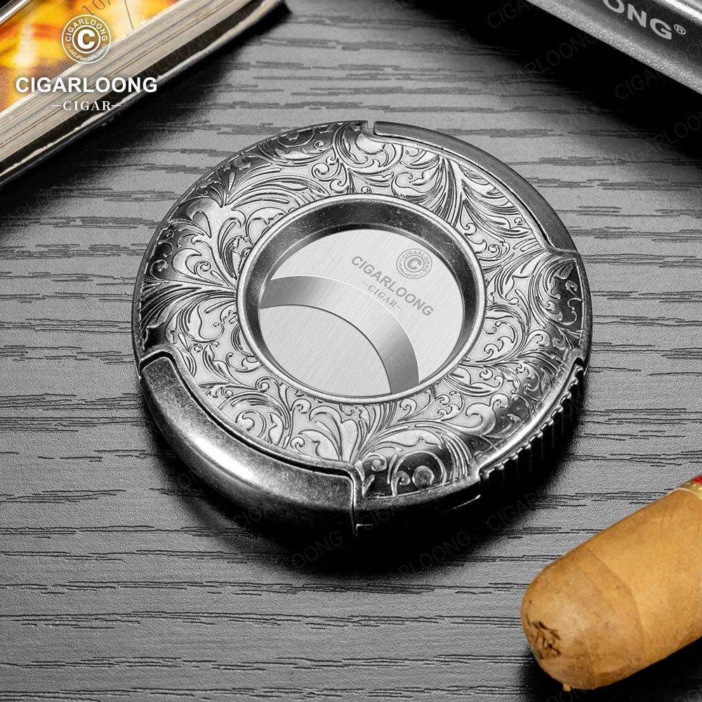 CIGARLOONG Cigar Cutter Portable Round Scissors Stainless Steel Large Caliber Smooth Flat Cutter Art Gift Box Packaging CE-25FJ