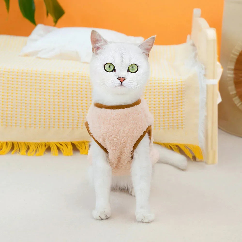 Soft Cozy Cat Clothes Kitten Cardigan Sweater Winter Warm Fleece Vest Sweatshirt for Small Dogs Puppies Jacket Coat Pet Costume