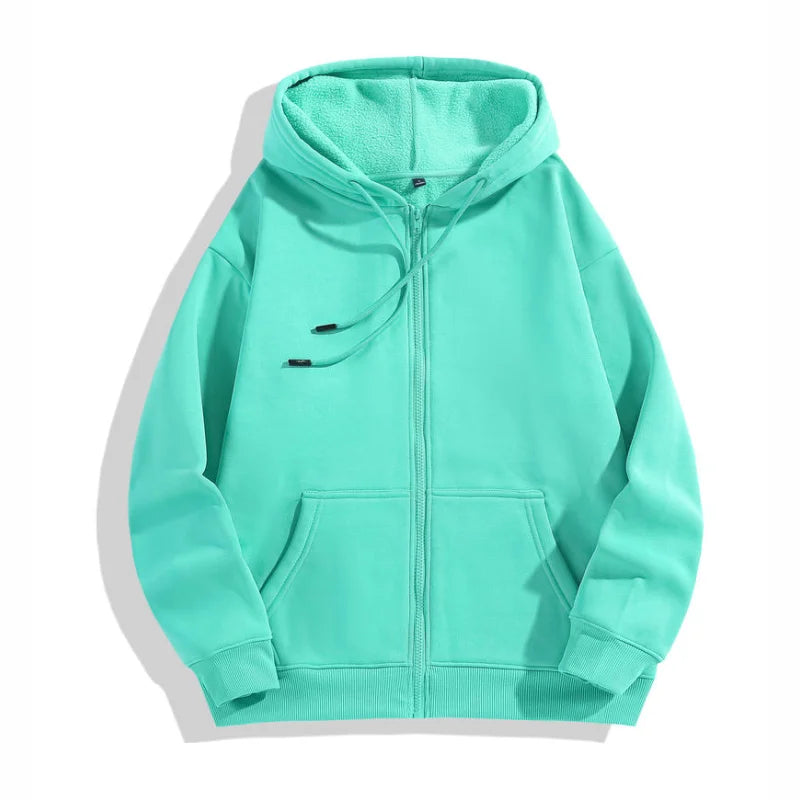 High Quality Velvet Zipper Hoodie Sweatshirt Custom Logo Embroidery Print Personalized Image Company Logo DIY 10 Color KAISING