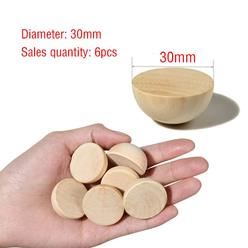 Half Wood Balls Bead Natural Half Wooden Balls Unfinished Split Wood Beads DIY Craft Arts Christmas Decor Half Round Wood Balls
