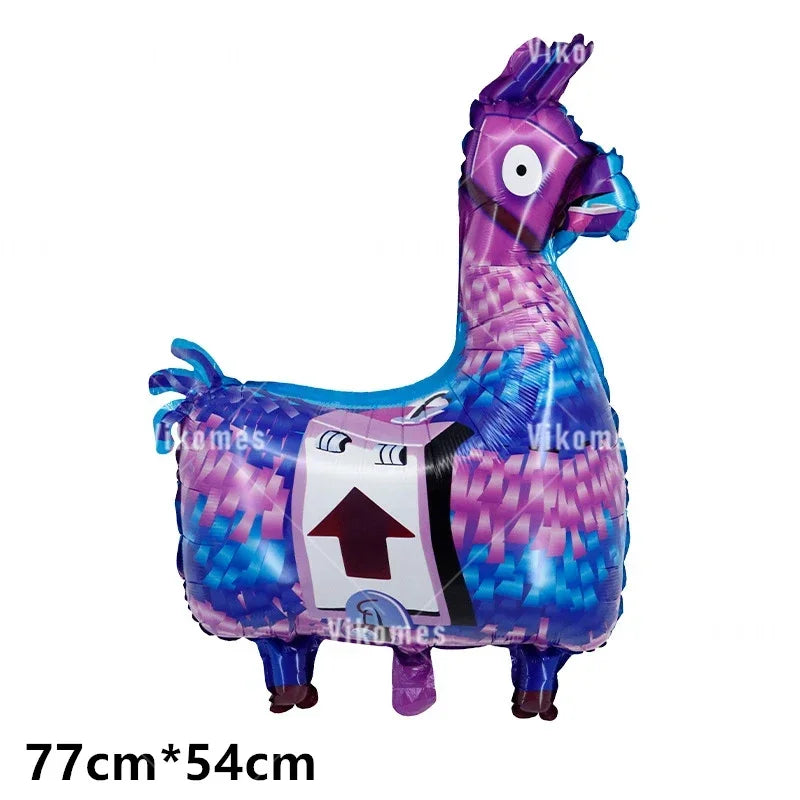 Fortnite Balloons Shooting Game Ballons Boy Girl Happy Birthday Banner Party Decoration Alpaca Llama Tableware Cake Topper Toy