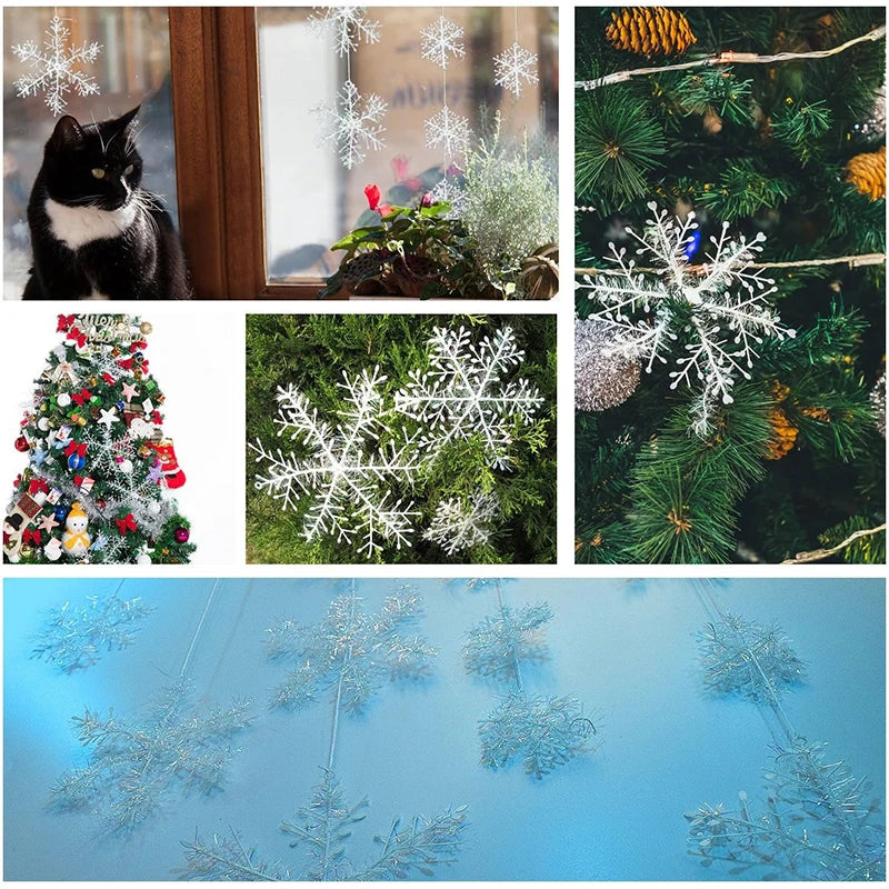 6Pcs White Snowflake Christmas Decoration Snowflake Xmas Tree Pendant Ornament for Home Decor New Year Party DIY Gifts Accessory