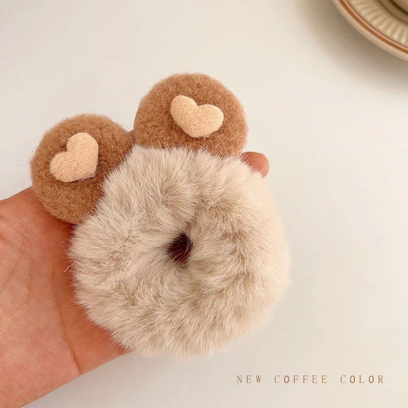 1PC Plush Rabbit Bear Ear Girls Kids Elastic Hair Bands Children Hair Ties Princess Woman Cute Hair Accessories Baby Headwear