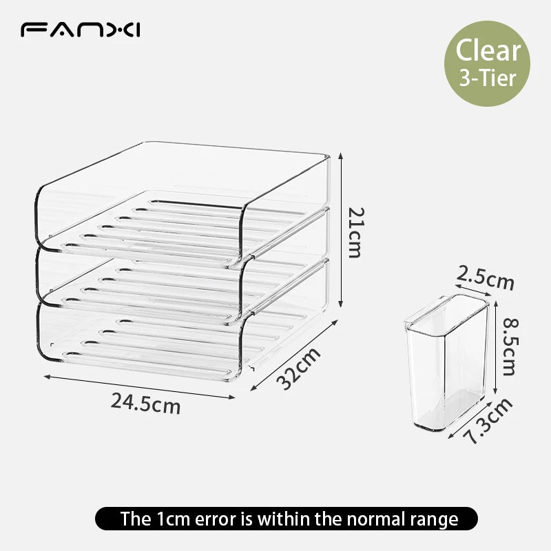 Desk Organizer with 2 Vertical File Holder, 4 Tier Stackable Paper Letter Tray File Organizer with  Pen Holder,Desk Organizer