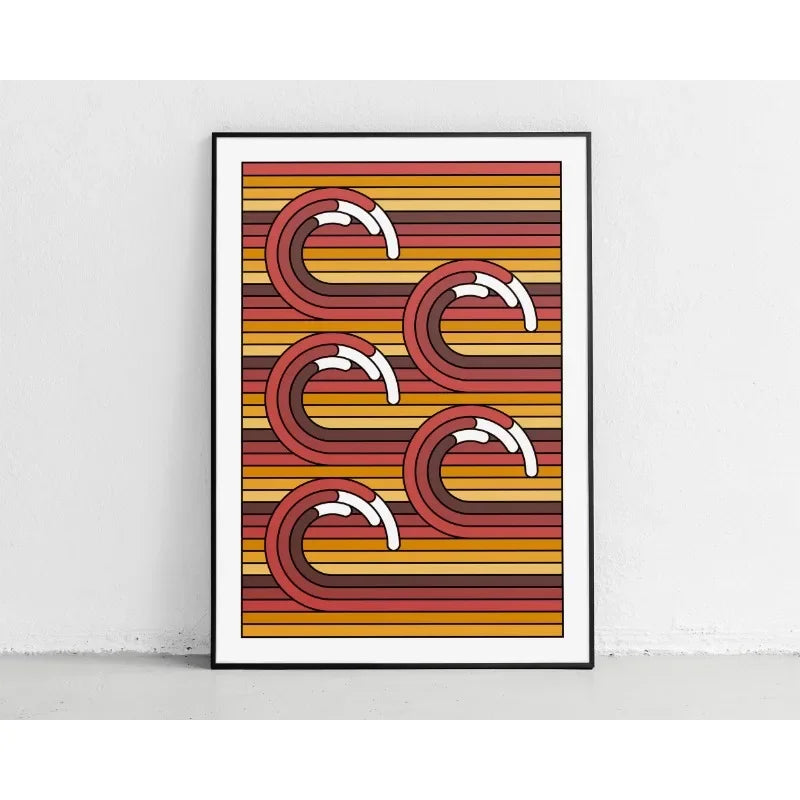 Japanese Contemporary Tokyo Art Canvas Poster Sunrise Wave Mount Fuji Monster Wall Art Prints for Modern Living Room Home Decor