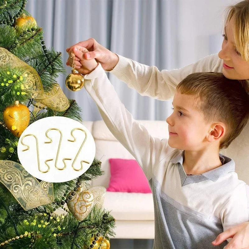100Pcs Christmas Ornament Metal S-Shaped Hooks Holders Tree Ball Pendant Hanging Decoration for Home Navidad New Year