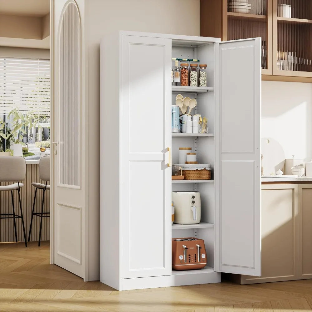 71" Tall Metal Kitchen Pantry Cabinet with Doors