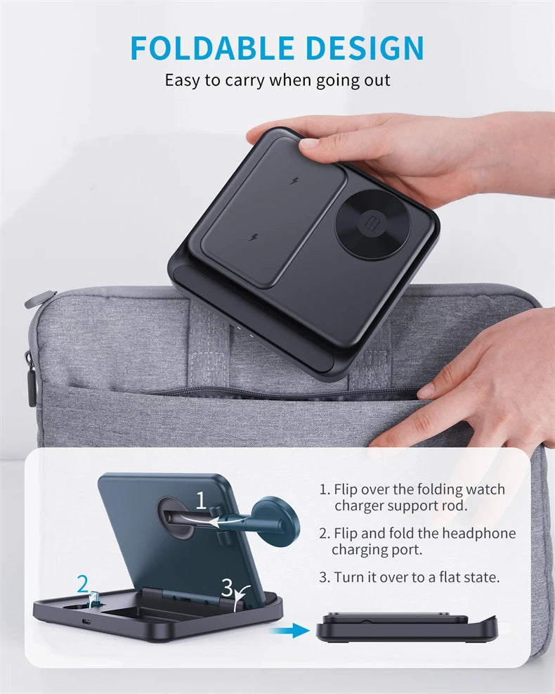 HaaYot Professional Galaxy Z Flip & Fold 7 6 5 Wireless Charger Stand Fast Charging Station Dock for S26 Ultra Galaxy Watch Buds