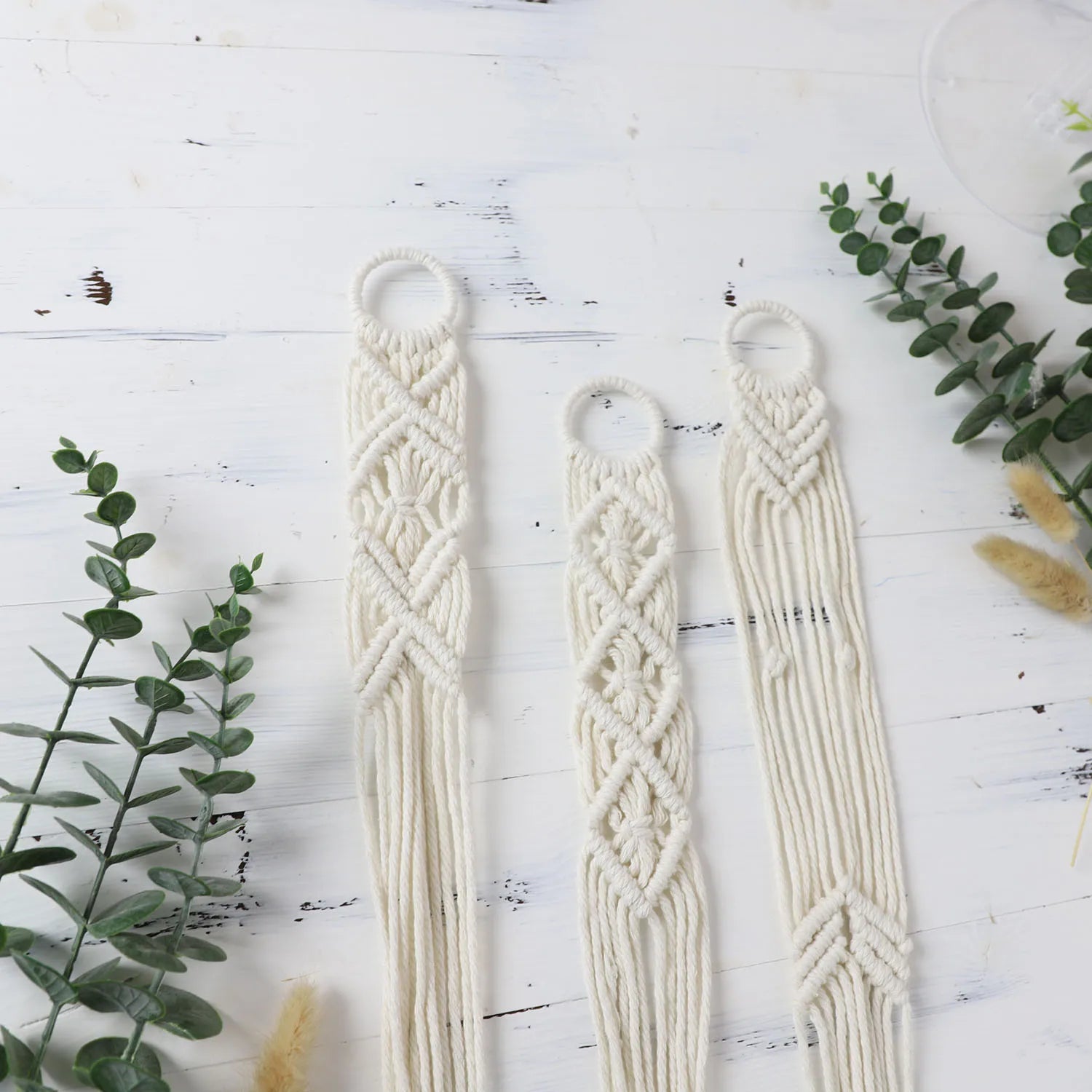 3pcs Boho Macrame Plant Hangers, Indoor & Outdoor Wall Hanging Planter Basket Holders, Flower Pot Rope for Home Decor