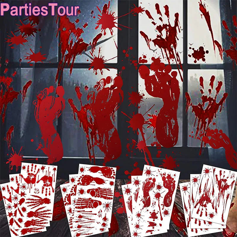 Bloody Handprint & Skull Halloween Stickers