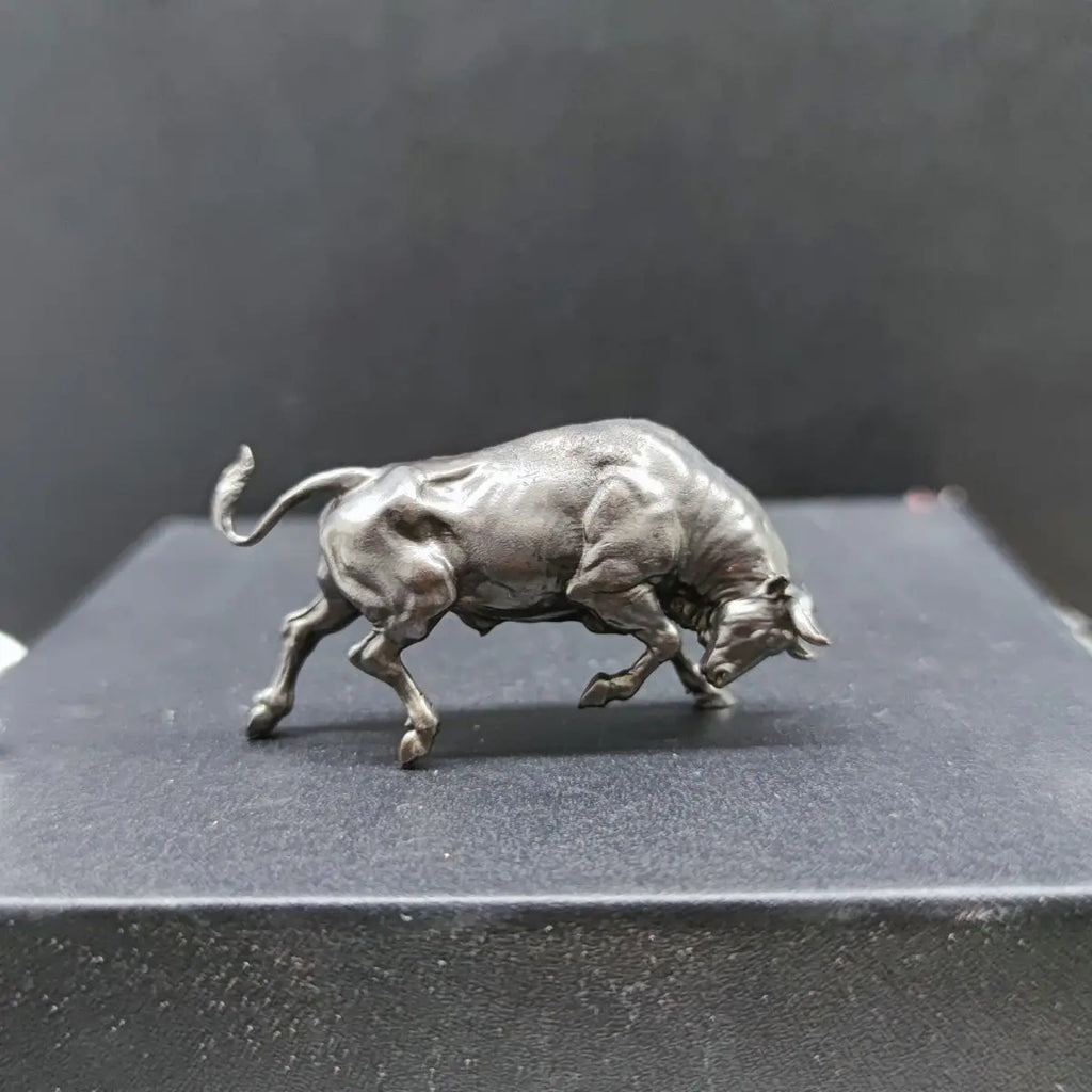 MINI Solid Pure Copper Ornament Bullish Lucky Cow 6cm Bull Wall Street Mascot Home Decor Desktop Crafts Sculpture Decoration