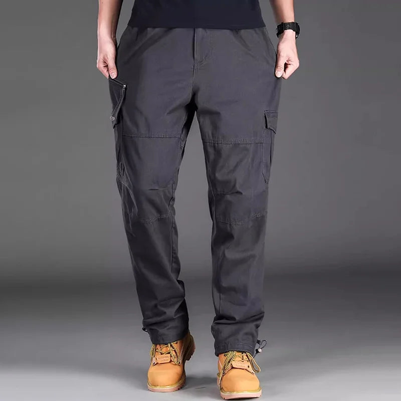 Men's Tactical Casual Pants New Elastic Waist Cargo Trousers