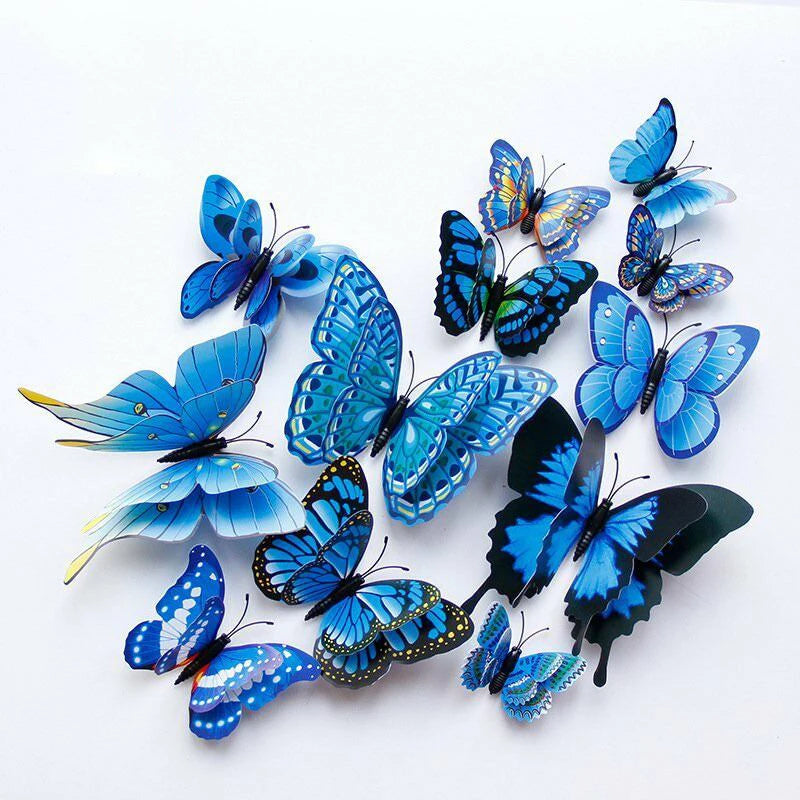 12Pcs Double Layer 3D Butterfly Wall Stickers Home Room Decor Butterflies For Wedding Decoration Magnet Fridge Decals