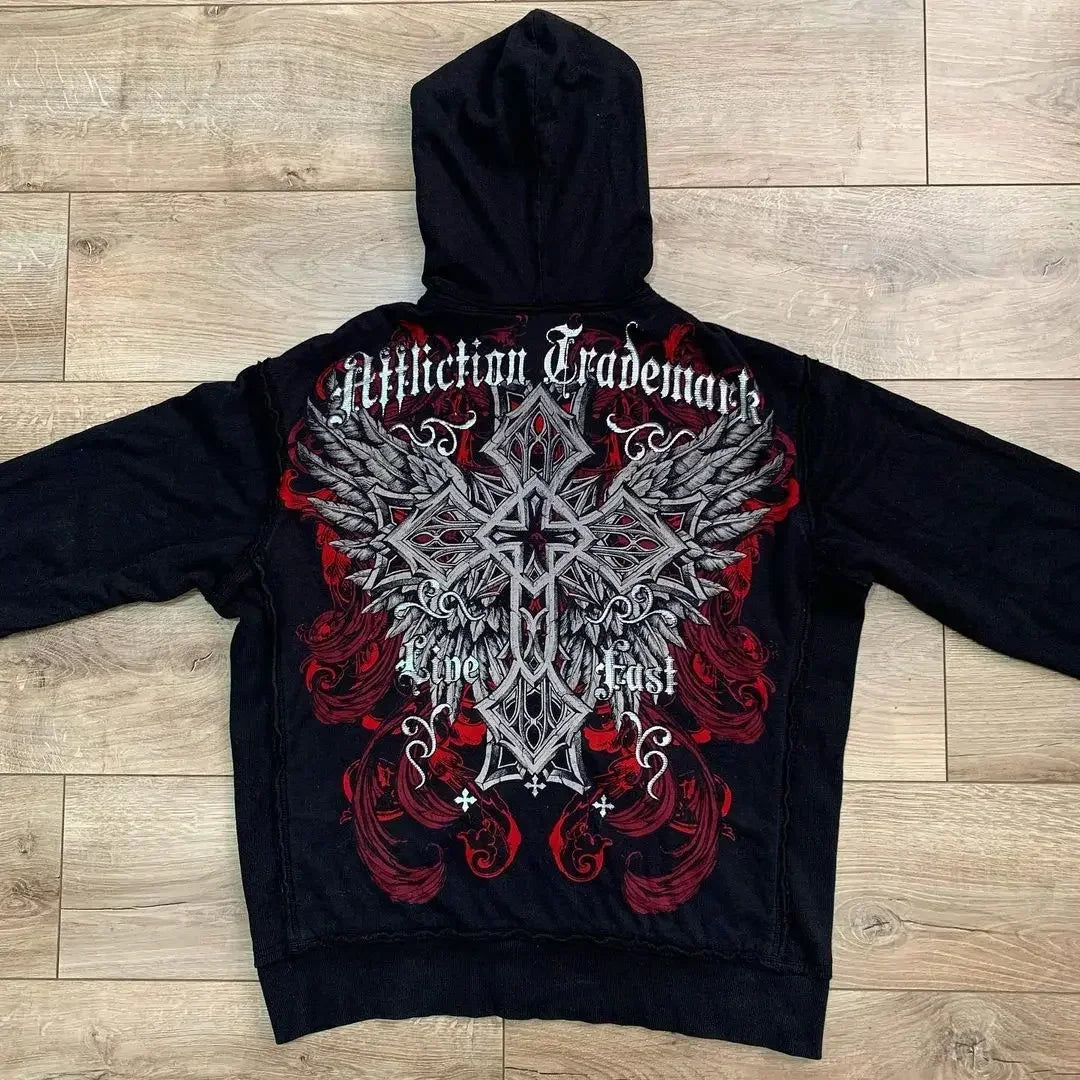 Hooded Sweatshirt Creative Print Pattern Designs Men Harajuku Style Casual Hip Hop Element Hoodie Fall and Winter Long Sleeve