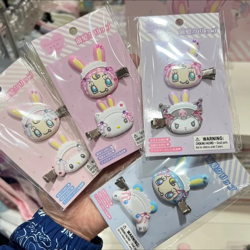 New Sanri Mezzo Piano Bangs Clip Set Cartoon Kuromi Cinnamoroll Hairpin Cute Charmmy Kitty Fashion Bangs Clips for Girls Gifts