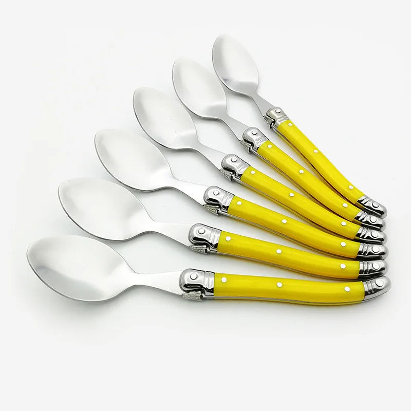 Laguiole Teaspoon set Mini Small Coffee Spoons Ice Tea Spoon Stainless Steel Stirring Dessert Scoop Flatware 6'' 15.5cm 4-10pcs