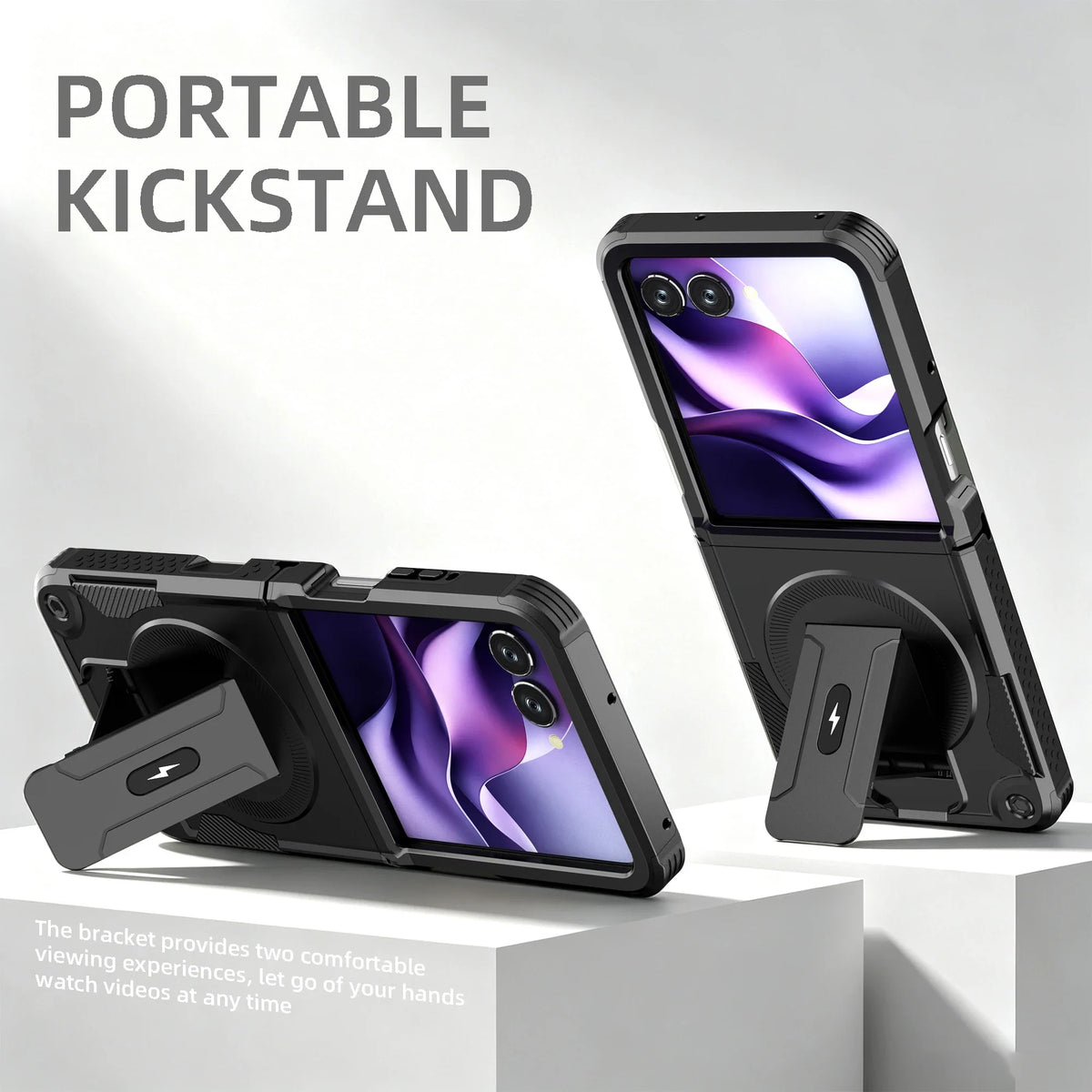 Fall Protective Case for MOTOROLA MOTO Razr 70 Ultra 50 60 Razr70 Stand Holder Cell Phone Bag Cover Accessories