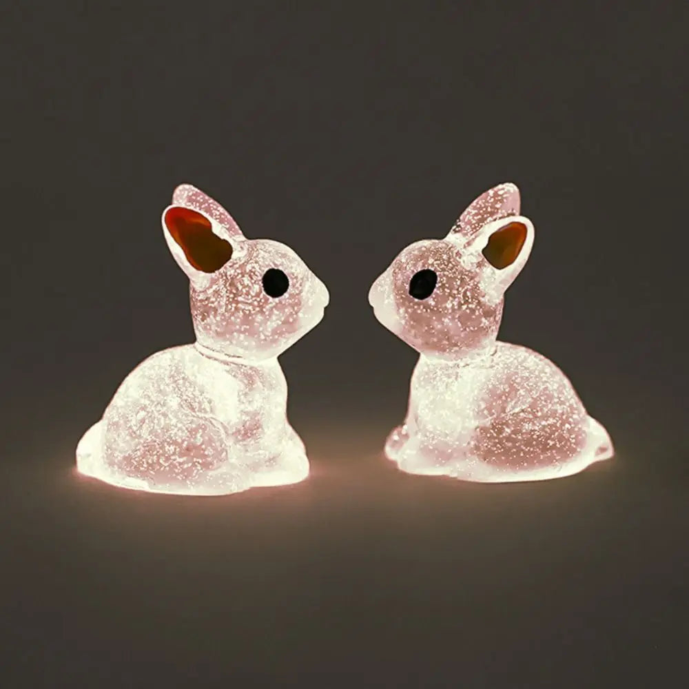 1PC DIY Cute Luminous Bunnies Microlandscape Gardening New Mini Rabbit Ornaments Home Decor Fairy Miniature Figurines