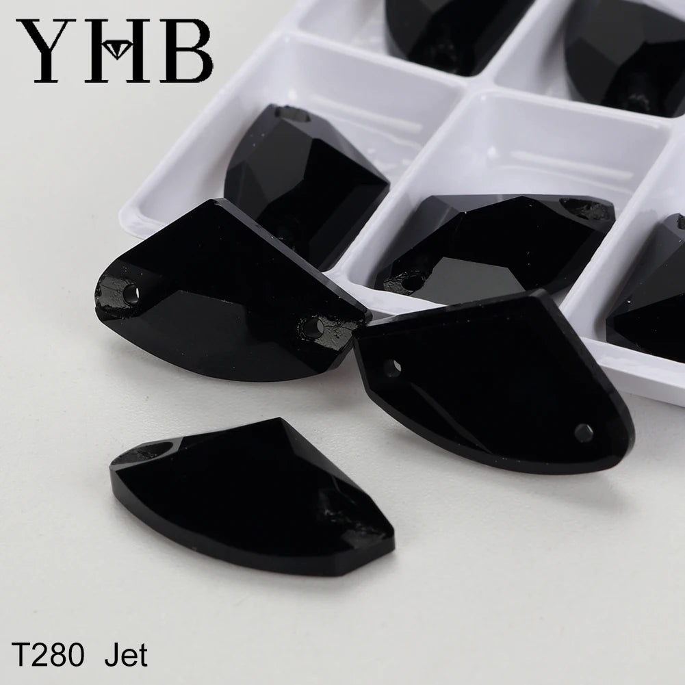 YHB Top Quality Galactic Axe Glass Crystal AB Moonlight Sewing Stones Flatback Sew on Rhinestones For Garment Clothes Bags