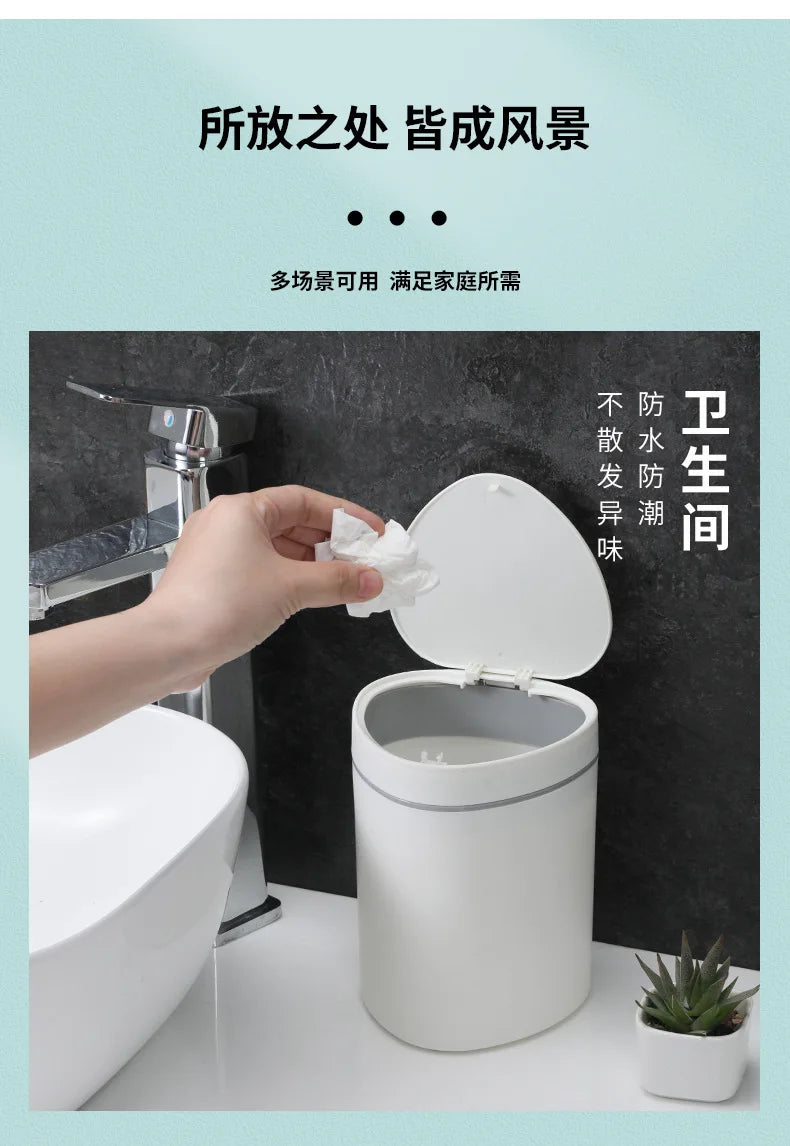 Small Trash Can with Lid Plastic Press Type Step On Wastebasket for Office Dorm Bedroom Bathroom Kitchen Car Desktop