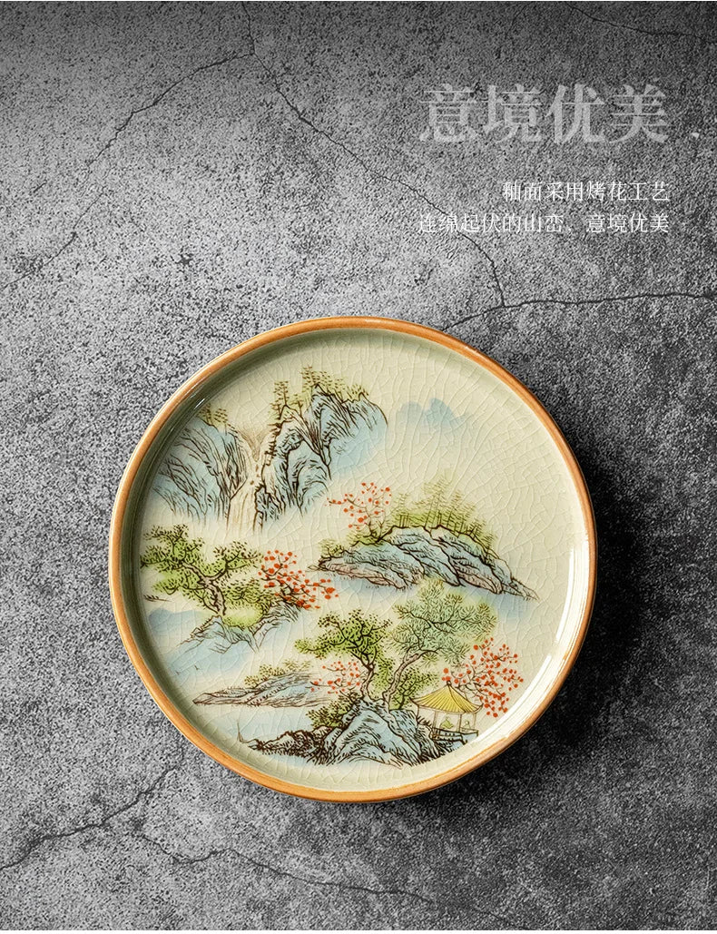 Jingdezhen-Ceramic Tea Cup with Bamboo Hat, Traditional Handmade Tea Ware, Single Bowl, Kung Fu Tea with Lid, Sancai Gaiwan
