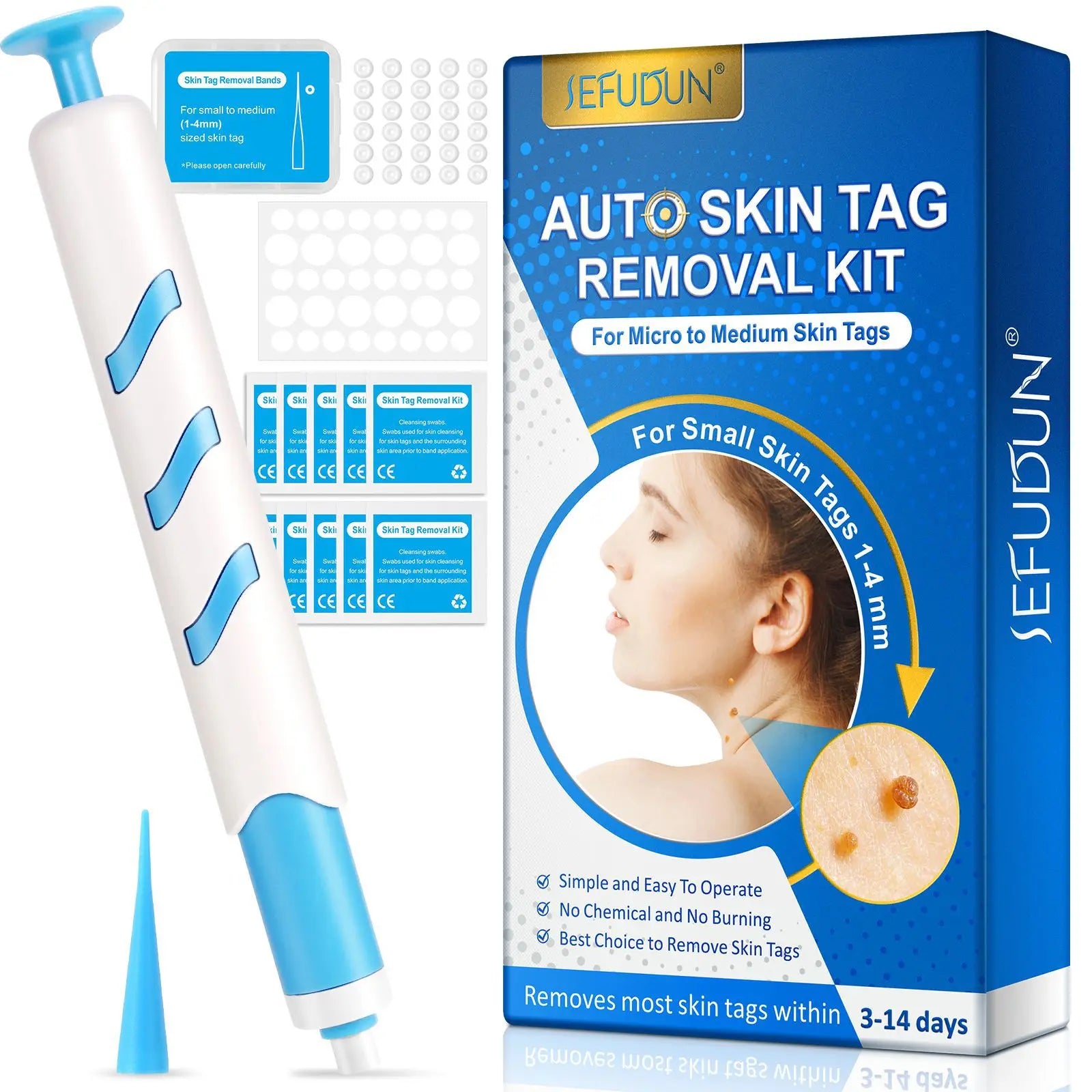 Small Single Head Auto Skin Tag Removal Kit For Small Skin Tags 1-4mm With Cleansing Swabs Home Use Beauty Face Skin Care Tool