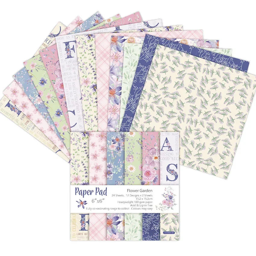 6x6 Scrapbooking Paper Pad  6/12 Sheets Floral Pattern Decorative Paper For Journaling Collage DIY Crafts