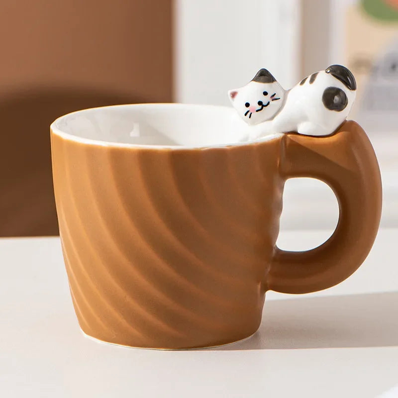 Creative Cartoon Cat Ceramic Mug Cute Cat Cup Children's Milk Breakfast Home Office Coffee Cups Tea Cup Gift Frends Drinkware