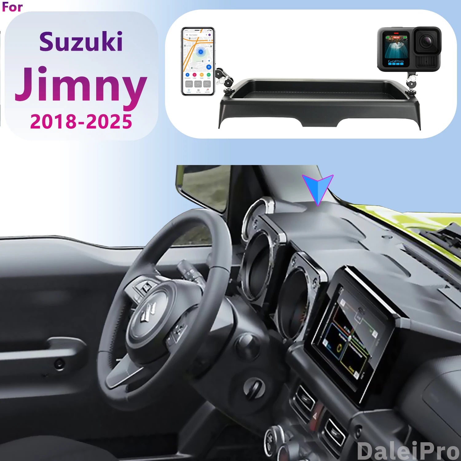 Double Car Phone Holder With Storage Box Base Magsafe Wireless Charger Phone Mount For Suzuki Jimny 2018-2024 2025 JB64 JB74