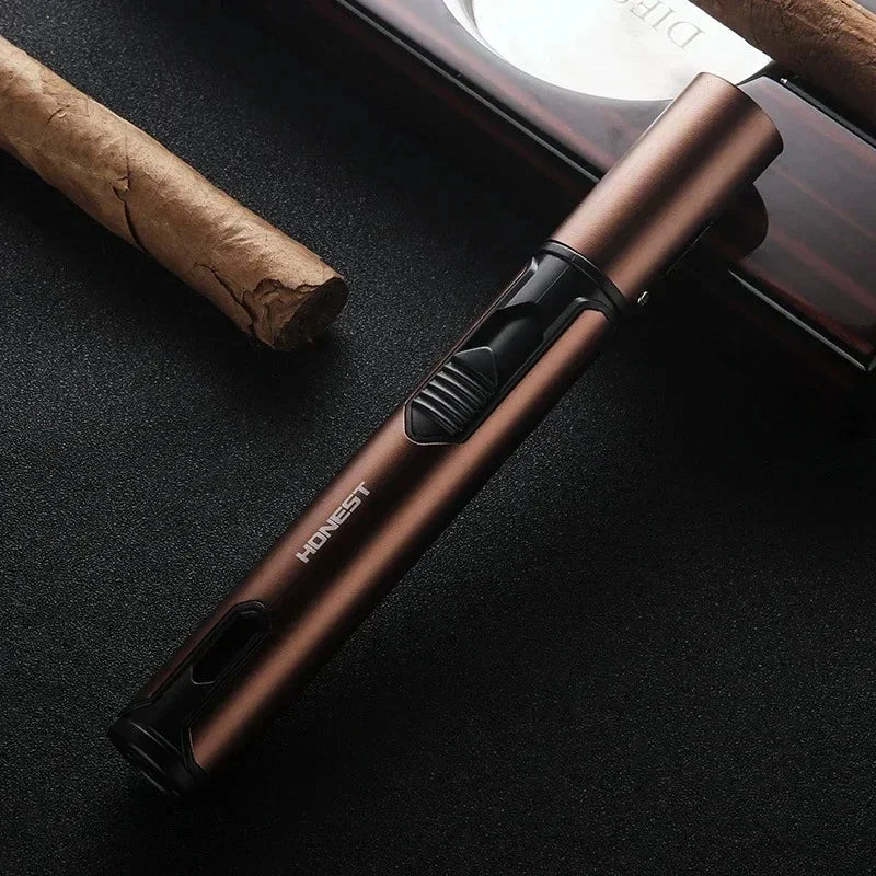 HONEST Metal Windproof Lighter Refillable Pen Torch Lighter Jet Flame Butane Lighter Kitchen BBQ Candle Camping Men's Gadget