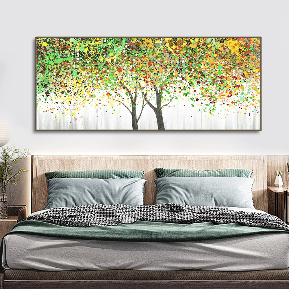 Nordic Abstract Colorful Leaves Tree Canvas Painting Still Life Poster Wall Art Pictures For Living Room Home Decor Frameless