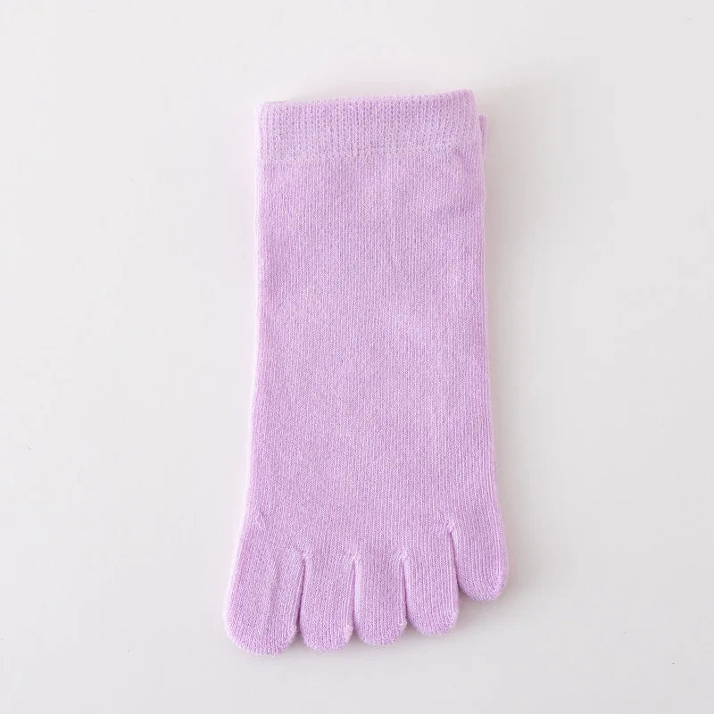 Spring Summer Women's Candy Color Ankle Socks Sweat absorption Breathable Cotton Split Toe Socks 5 Toes Short Five Finger Socks