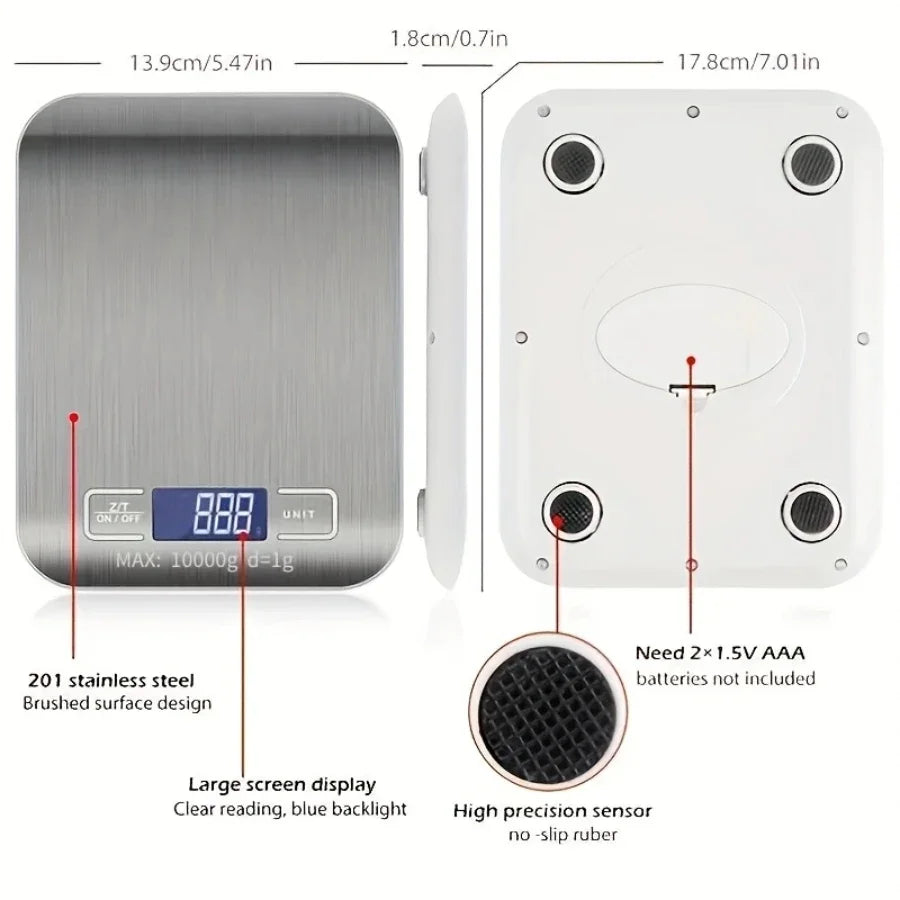 Household Kitchen High-precision Electronic Pastry Baking Scale Small Food Baking Scale 10kg/1g Accurate Weighing
