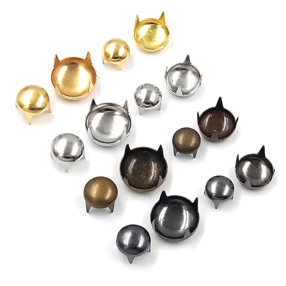 100pcs 2.5-16mm Round Dome Rivets Spike Studs Spots Nailhead Punk Rock DIY Leather Craft For Shoes Clothing Bag Parts Decoration