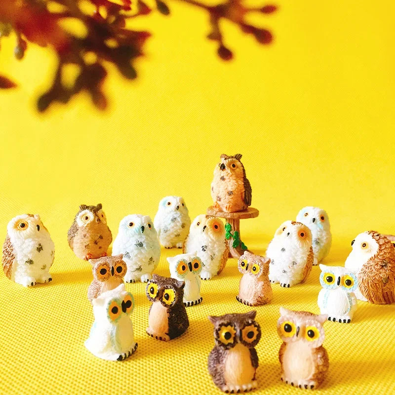 sale~10Pcs/owls/miniatures animals/lovely cute/fairy garden gnome/moss terrarium decor/crafts/bonsai/figurine/diy supplies