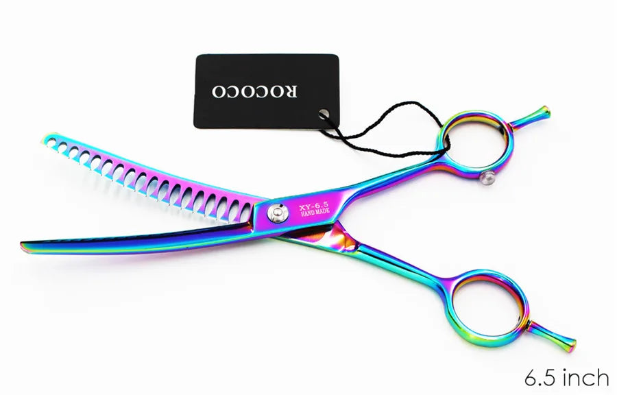 Professional 8 inch 7 inch 6.5" High Quality Pet Dog Grooming Scissors Curved Shark Thinning Shears Cat Dog Barber Scissors
