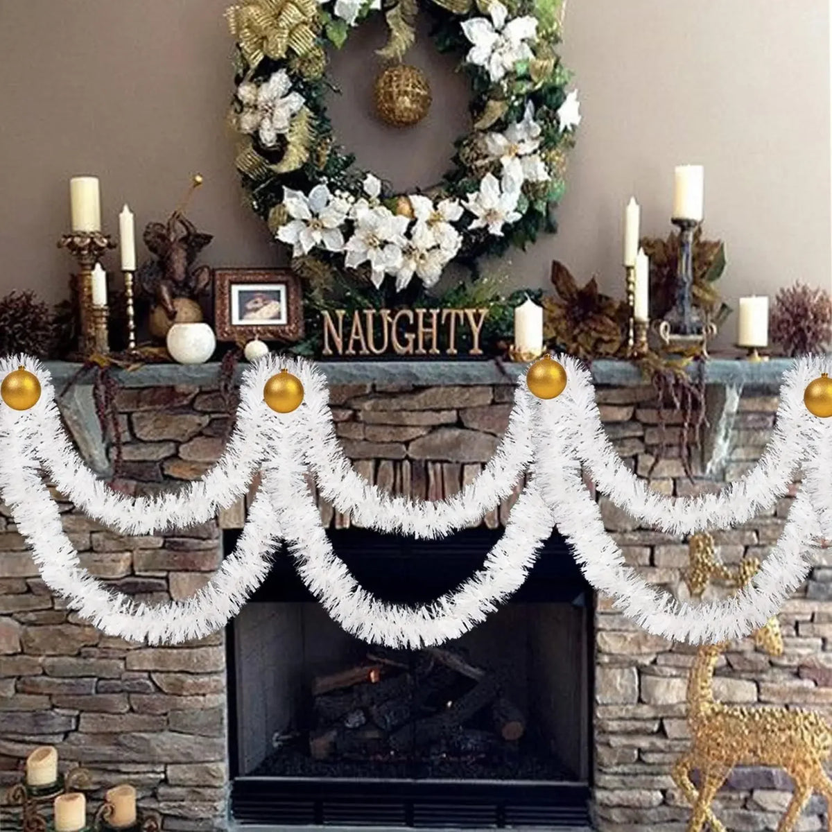 Blackl Tinsel Garland Halloween Christmas Wreath DIY Xmas Tree