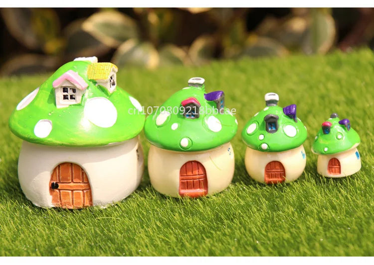 Mini Resin Moss Micro Landscape Decor Outdoor Fairy Miniature Garden Mushroom House Ornaments Handicraft Flower Pot Accessories